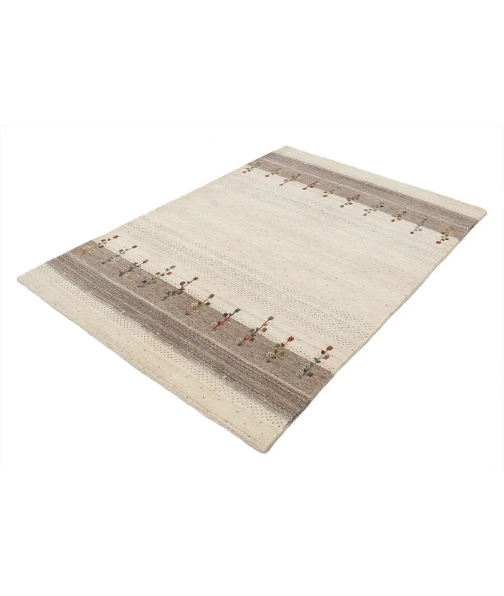 Ivory Indian Lori Rug 4' 6" x 6' 3" Hand-Knotted | No. AT548284