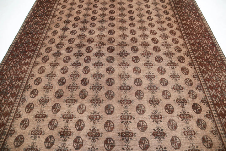 Brown Afghan Oriental Rug 8' 2" x 10' 7" Hand-Knotted | No. AT54919