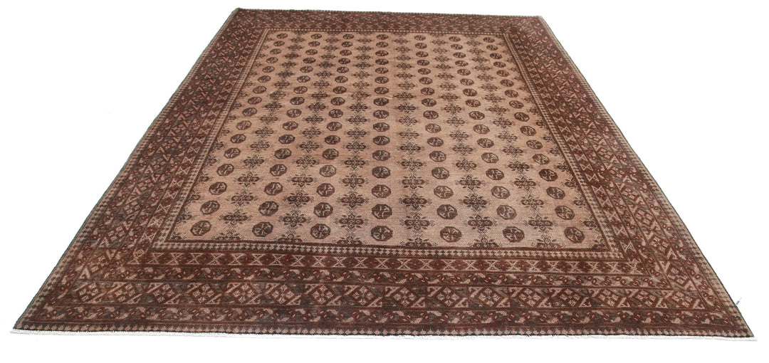 Brown Afghan Oriental Rug 8' 2" x 10' 7" Hand-Knotted | No. AT54919
