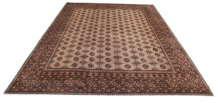 Brown Afghan Oriental Rug 8' 2" x 10' 7" Hand-Knotted | No. AT54919