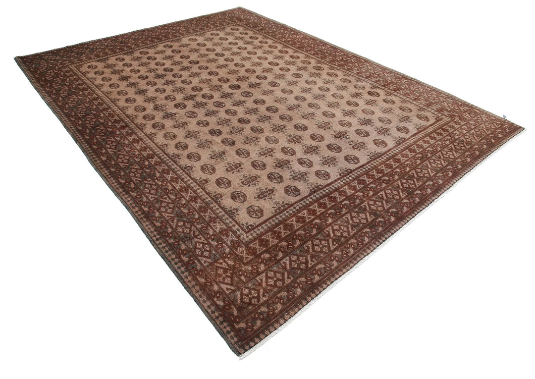 Brown Afghan Oriental Rug 8' 2" x 10' 7" Hand-Knotted | No. AT54919