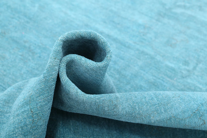 Teal Afghan Overdye Rug 6' 9" x 9' 9" Hand-Knotted | No. AT54941