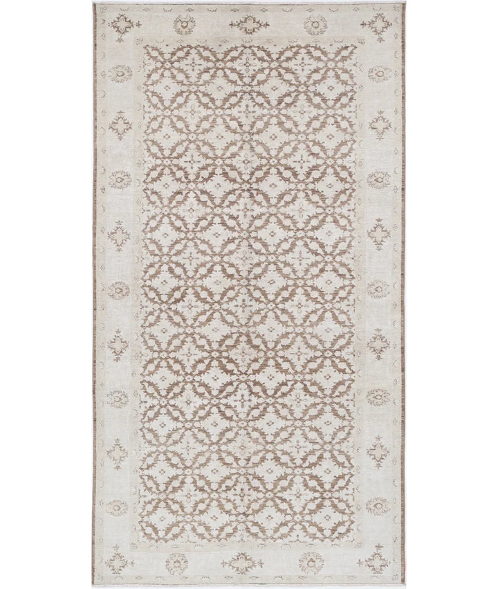 Brown Afghan Tabriz Rug 5' 11" x 9' 9" Hand-Knotted | No. AT54996