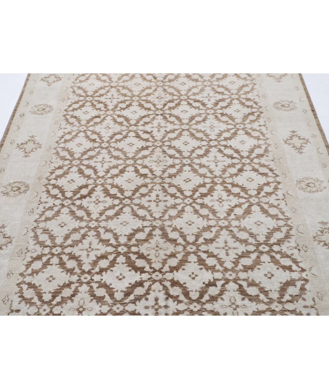 Brown Afghan Tabriz Rug 5' 11" x 9' 9" Hand-Knotted | No. AT54996