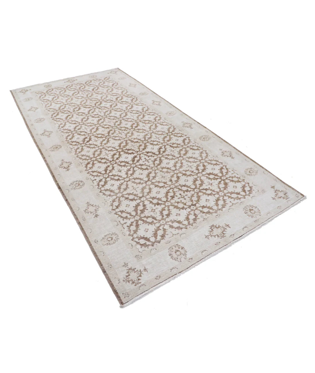 Brown Afghan Tabriz Rug 5' 11" x 9' 9" Hand-Knotted | No. AT54996