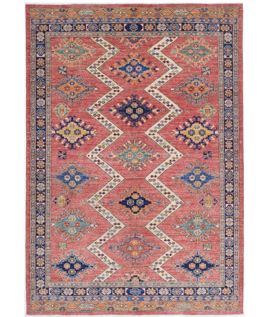 Afghan Nomadic Caucasian Humna Rug 5' 2" x 7' 6" Hand-Knotted | No. AT55004