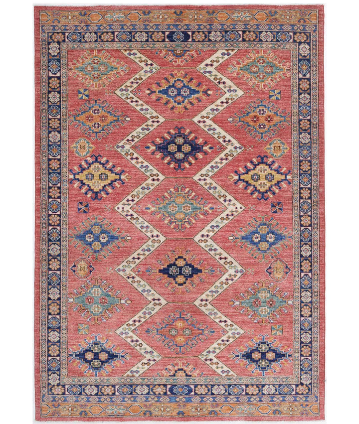 Afghan Nomadic Caucasian Humna Rug 5' 2" x 7' 6" Hand-Knotted | No. AT55004