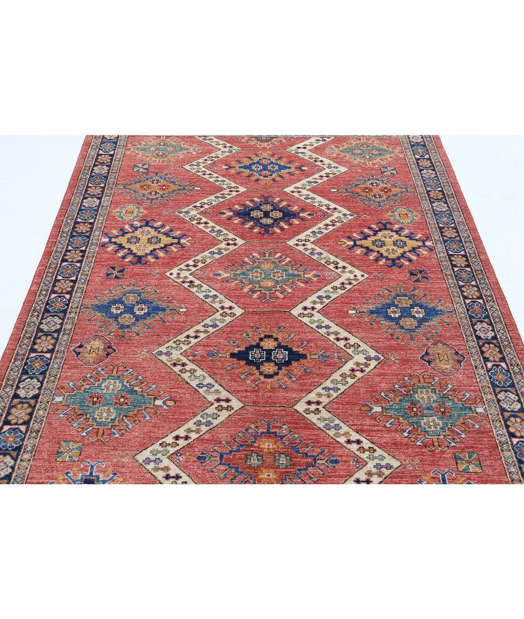 Afghan Nomadic Caucasian Humna Rug 5' 2" x 7' 6" Hand-Knotted | No. AT55004