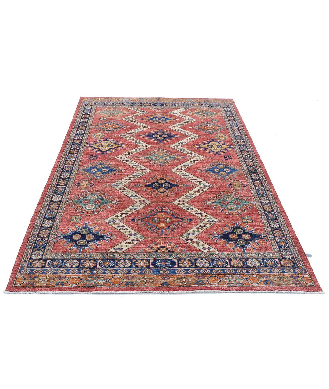 Afghan Nomadic Caucasian Humna Rug 5' 2" x 7' 6" Hand-Knotted | No. AT55004