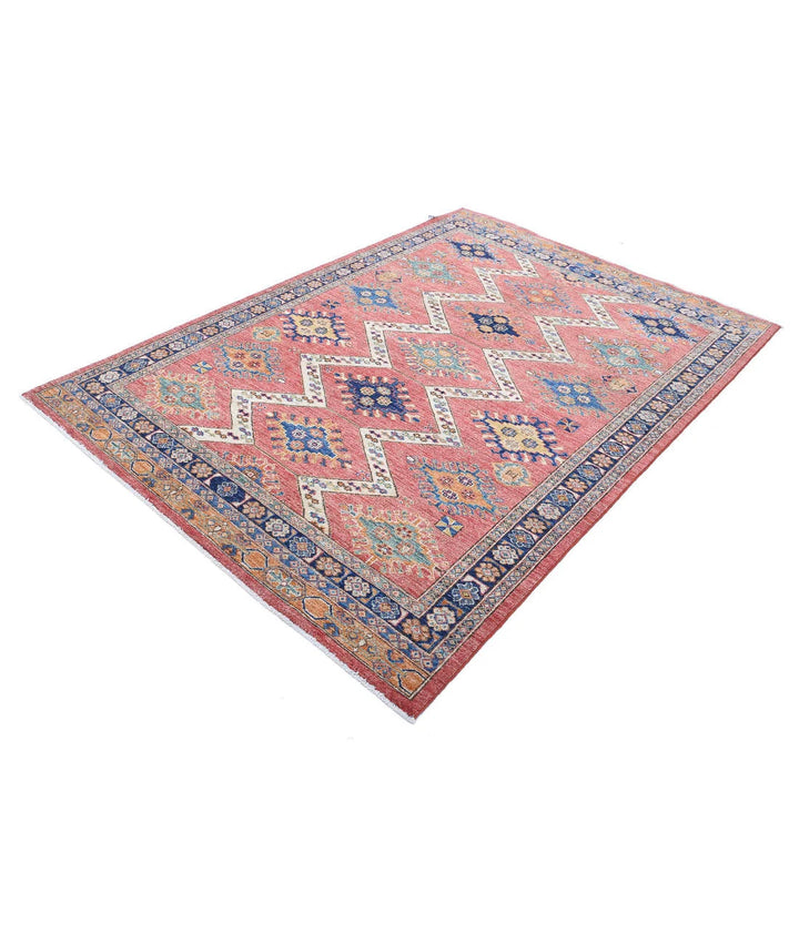 Afghan Nomadic Caucasian Humna Rug 5' 2" x 7' 6" Hand-Knotted | No. AT55004