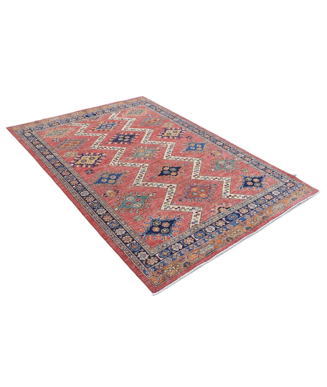 Afghan Nomadic Caucasian Humna Rug 5' 2" x 7' 6" Hand-Knotted | No. AT55004