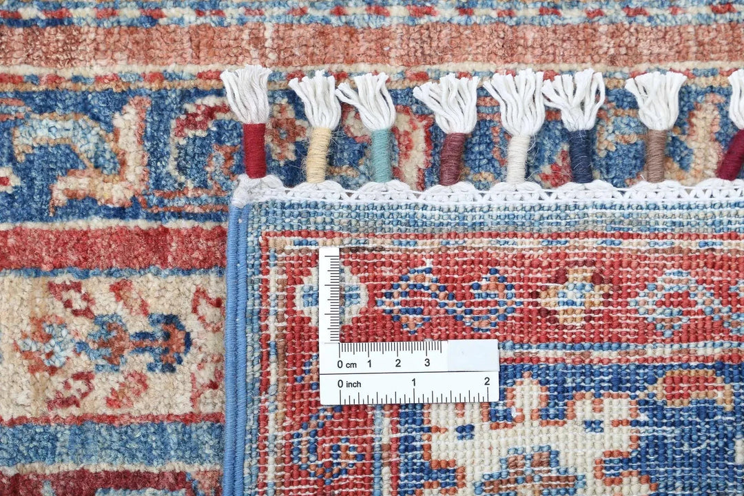 Blue Afghan Shaal Rug 5'6" x 7'9" Hand-Knotted | No. AT55082