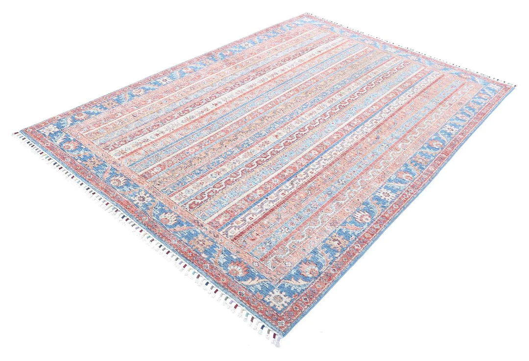 Blue Afghan Shaal Rug 5'6" x 7'9" Hand-Knotted | No. AT55082