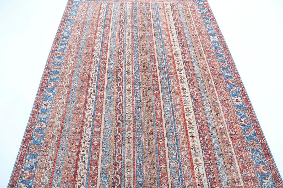 Blue Afghan Shaal Rug 5'6" x 7'9" Hand-Knotted | No. AT55082