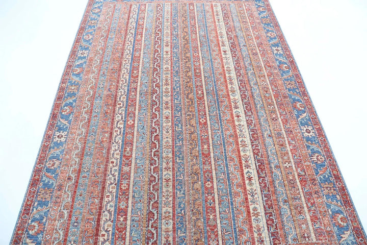 Blue Afghan Shaal Rug 5'6" x 7'9" Hand-Knotted | No. AT55082