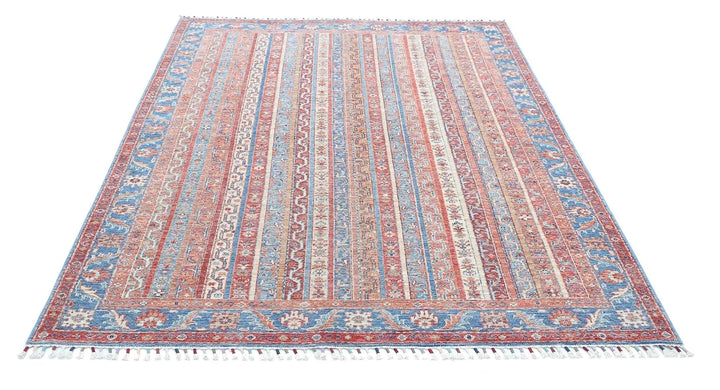 Blue Afghan Shaal Rug 5'6" x 7'9" Hand-Knotted | No. AT55082