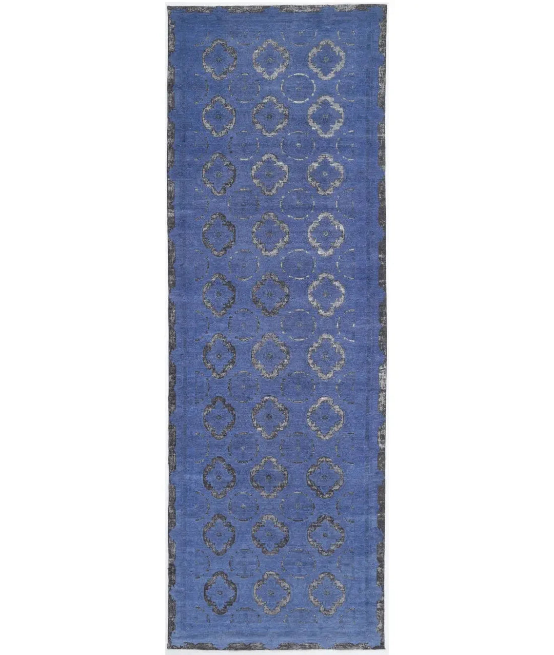 Blue Afghan Runner Rug 6' 3" x 20' 4" Hand-Knotted | No. AT551422