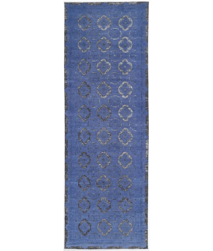 Blue Afghan Runner Rug 6' 3" x 20' 4" Hand-Knotted | No. AT551422