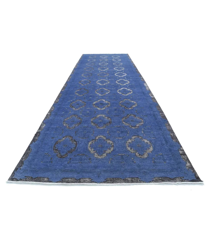 Blue Afghan Runner Rug 6' 3" x 20' 4" Hand-Knotted | No. AT551422