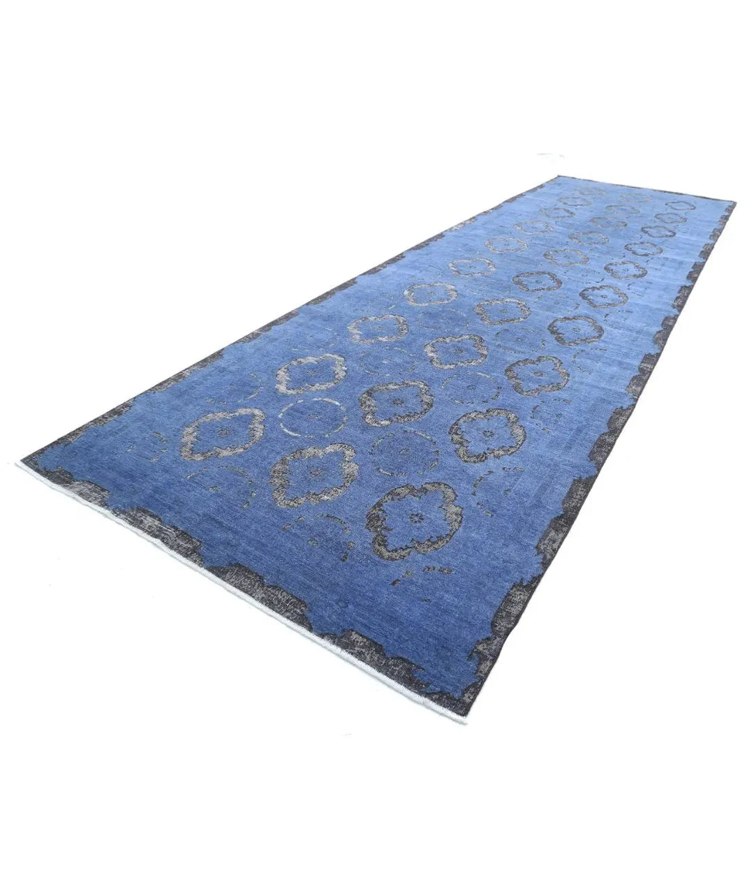 Blue Afghan Runner Rug 6' 3" x 20' 4" Hand-Knotted | No. AT551422