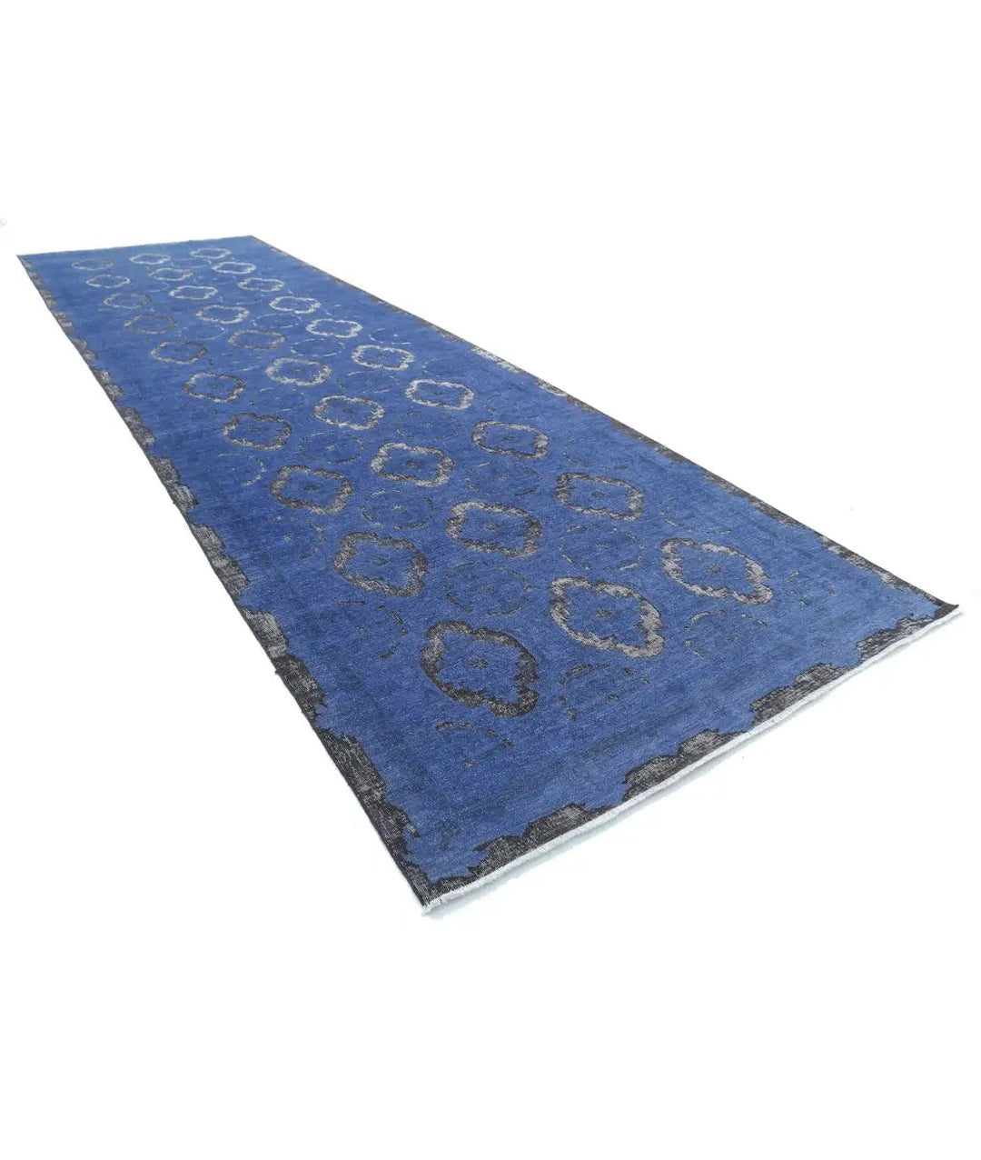 Blue Afghan Runner Rug 6' 3" x 20' 4" Hand-Knotted | No. AT551422