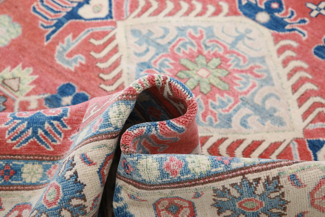 Afghan Kazak Rug 5' 0" x 6' 4" Hand-Knotted | No. AT55236