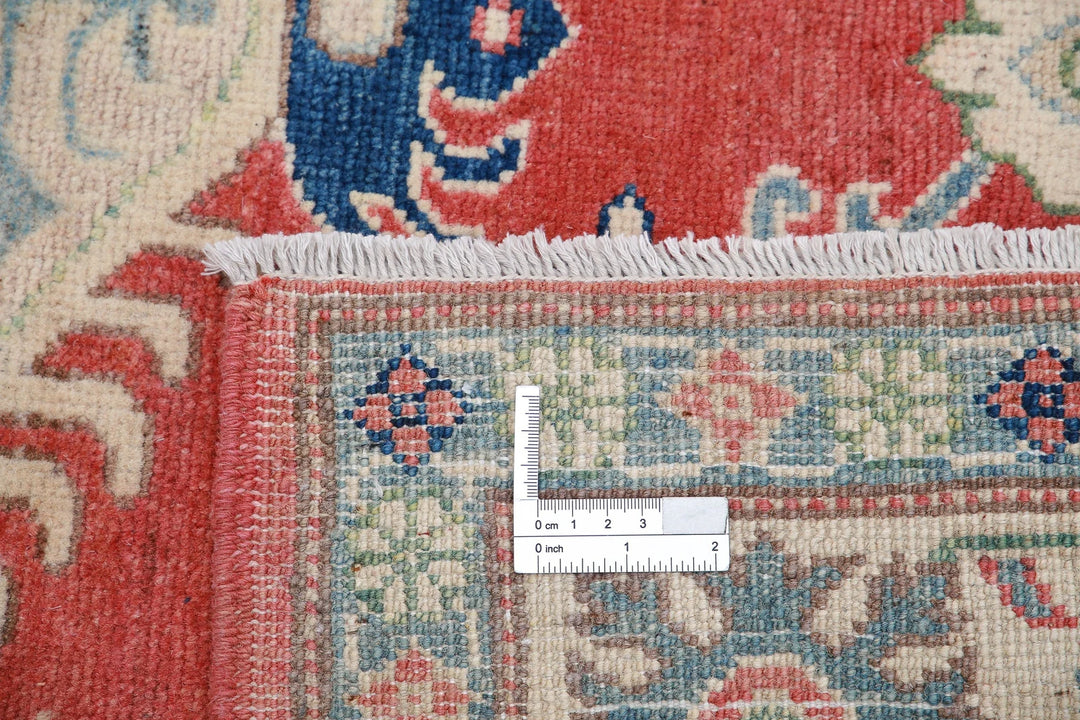 Afghan Kazak Rug 5' 0" x 6' 4" Hand-Knotted | No. AT55236