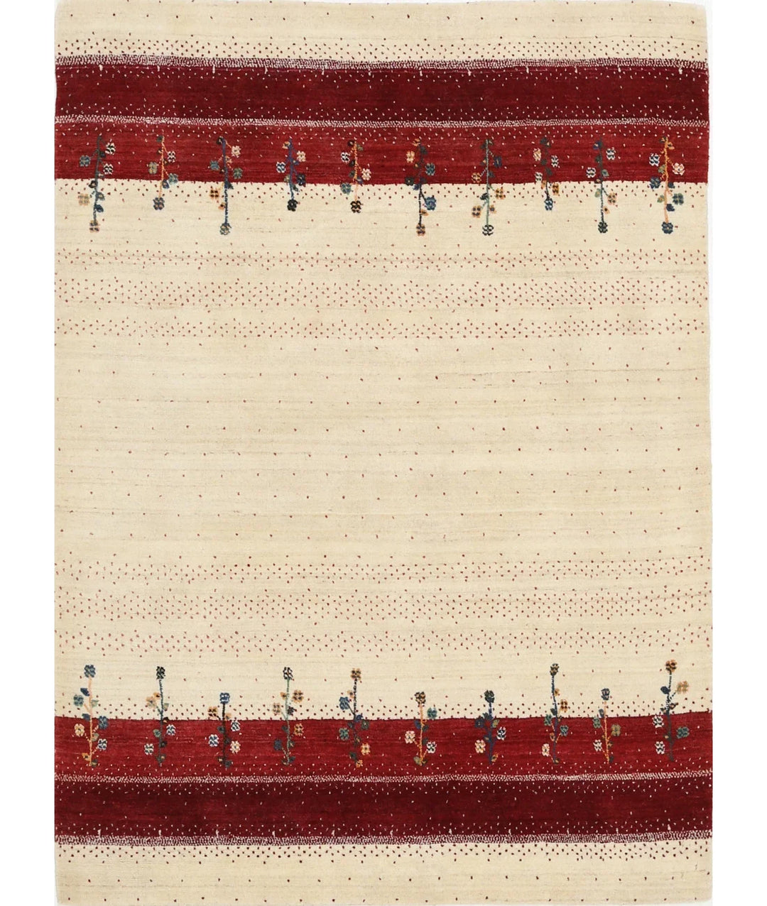 Ivory Indian Lori Rug 4' 7" x 6' 5" Hand-Knotted | No. AT55420