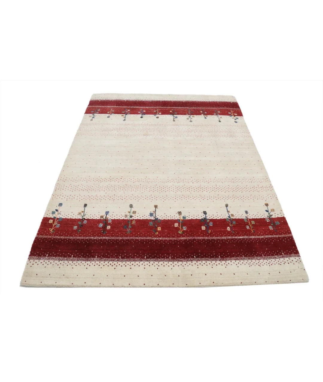 Ivory Indian Lori Rug 4' 7" x 6' 5" Hand-Knotted | No. AT55420