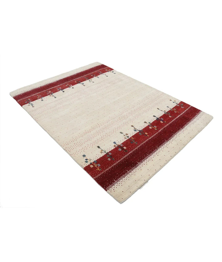 Ivory Indian Lori Rug 4' 7" x 6' 5" Hand-Knotted | No. AT55420