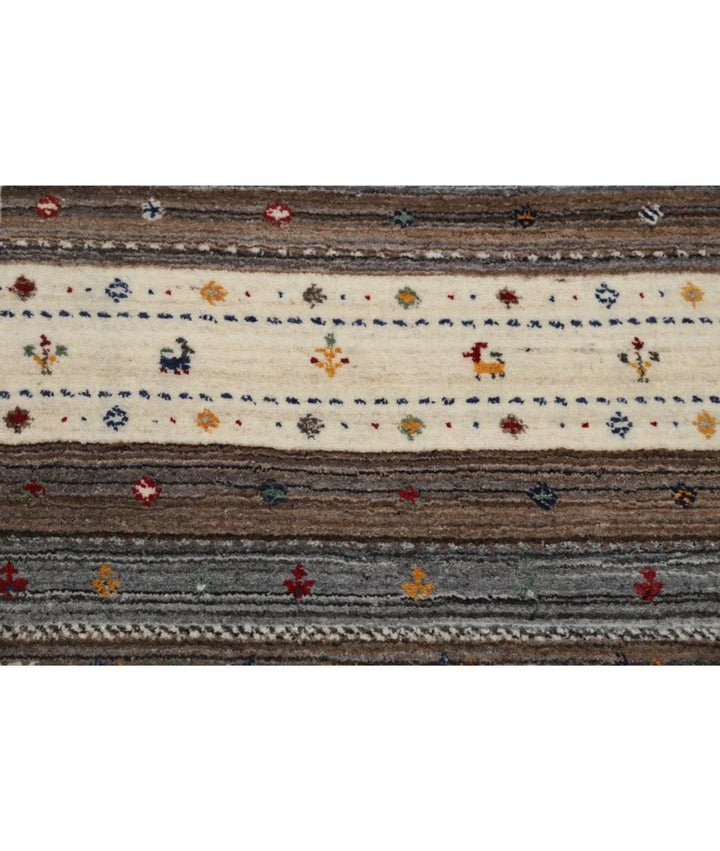 Ivory Indian Oriental Rug 3' 0" x 5' 3" Hand-Knotted | No. AT55438