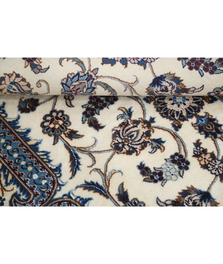 Ivory Iranian Nain Rug 3' 5" x 4' 10" Hand-Knotted | No. AT55451
