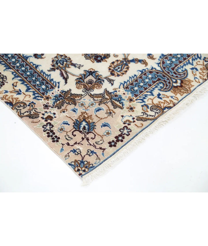 Ivory Iranian Nain Rug 3' 5" x 4' 10" Hand-Knotted | No. AT55451