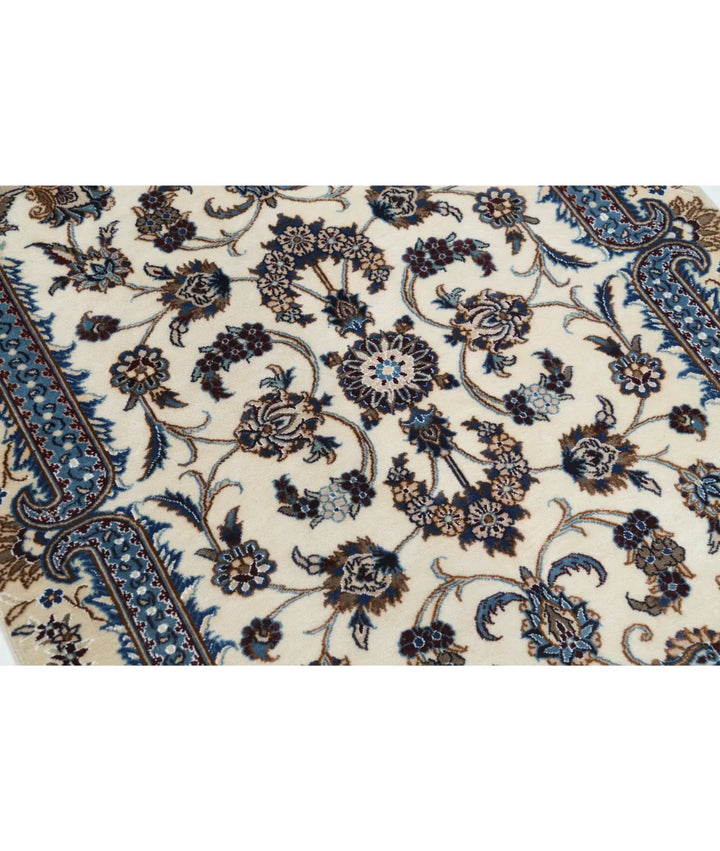 Ivory Iranian Nain Rug 3' 5" x 4' 10" Hand-Knotted | No. AT55451