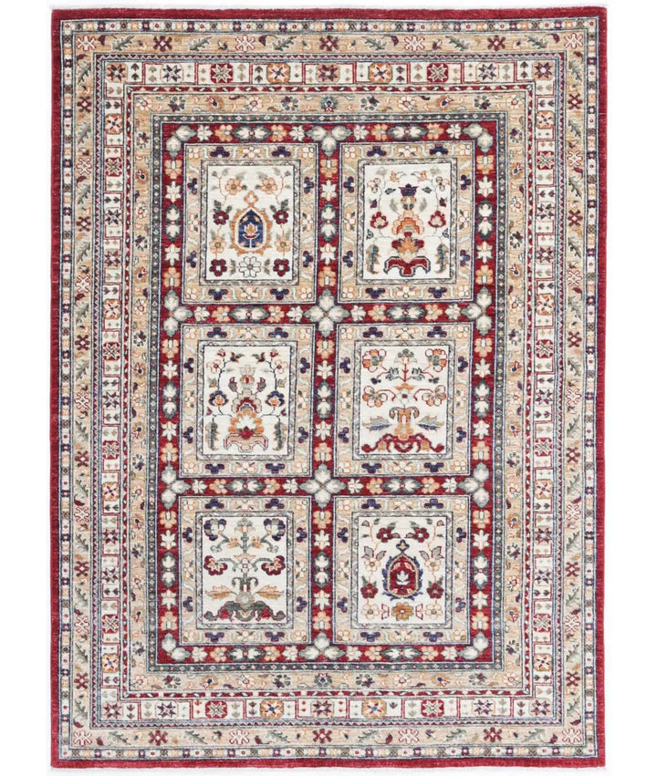 Afghan Bakhtiari Rug 4' 5" x 6' 2" Hand-Knotted | No. AT55480