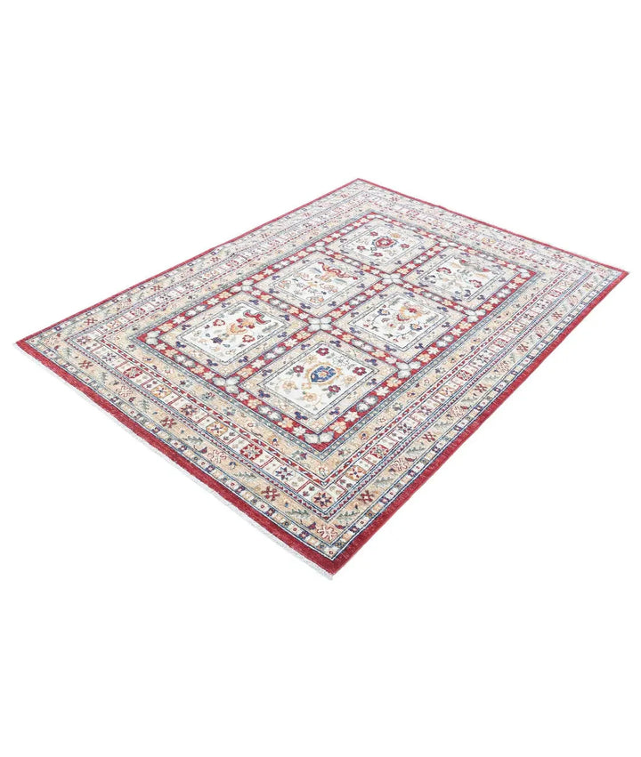 Afghan Bakhtiari Rug 4' 5" x 6' 2" Hand-Knotted | No. AT55480