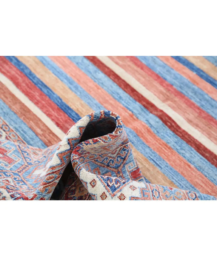 Red Afghan Khurjeen Rug 5' 6" x 7' 7" Hand-Knotted | No. AT55509