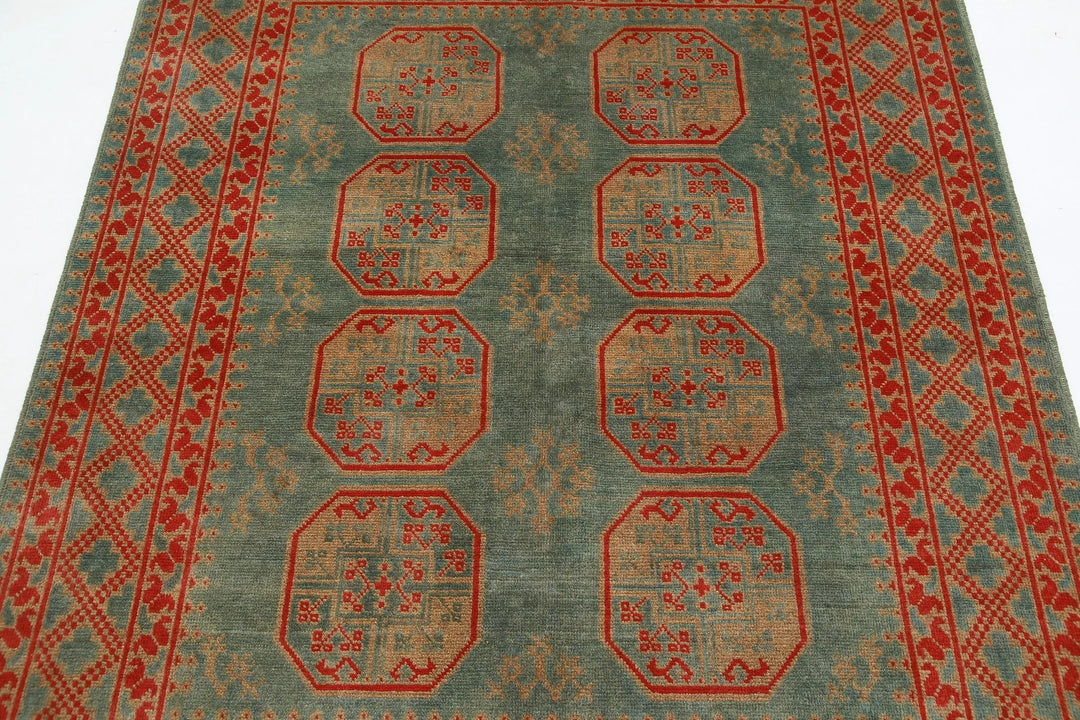 Afghan Akcha Revival Rug 5' 2" x 6' 4" Hand-Knotted | No. AT55531