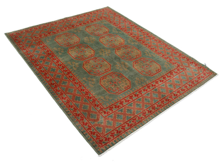 Afghan Akcha Revival Rug 5' 2" x 6' 4" Hand-Knotted | No. AT55531