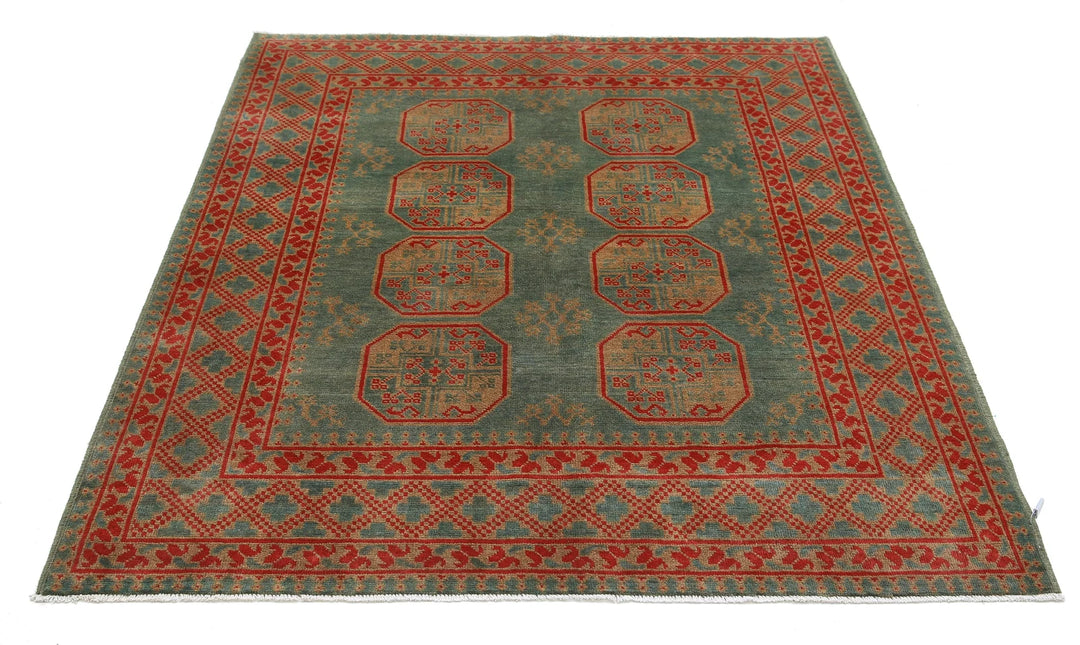 Afghan Akcha Revival Rug 5' 2" x 6' 4" Hand-Knotted | No. AT55531