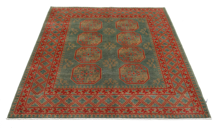 Afghan Akcha Revival Rug 5' 2" x 6' 4" Hand-Knotted | No. AT55531