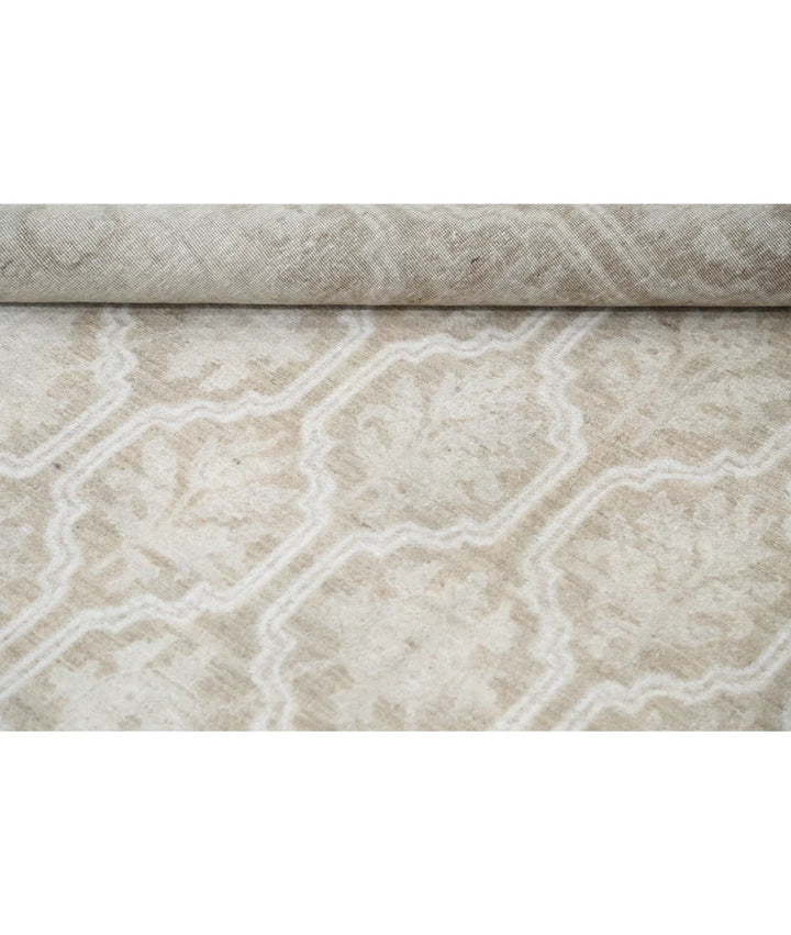 Brown Afghan Tabriz Rug 4' 9" x 12' 0" Hand-Knotted | No. AT55555
