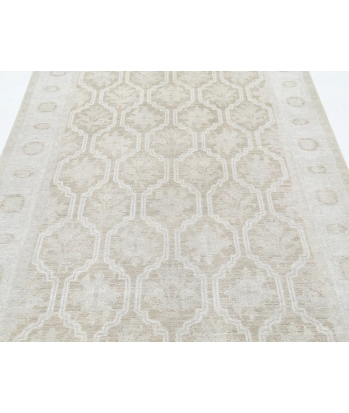 Brown Afghan Tabriz Rug 4' 9" x 12' 0" Hand-Knotted | No. AT55555