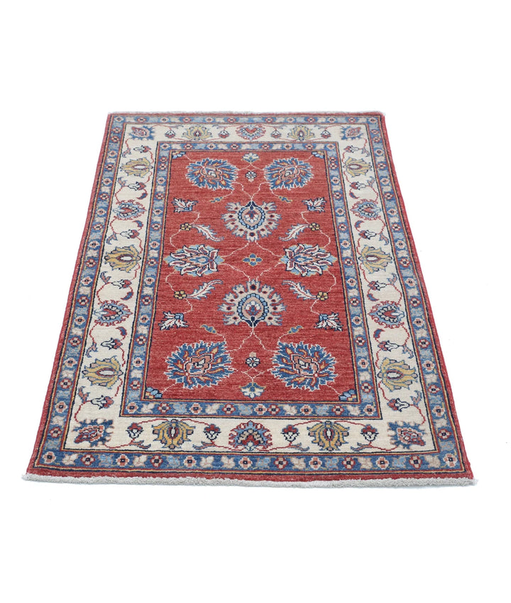 Red Afghan Ziegler Rug 2' 7" x 4' 1" Hand-Knotted | No. AT555740