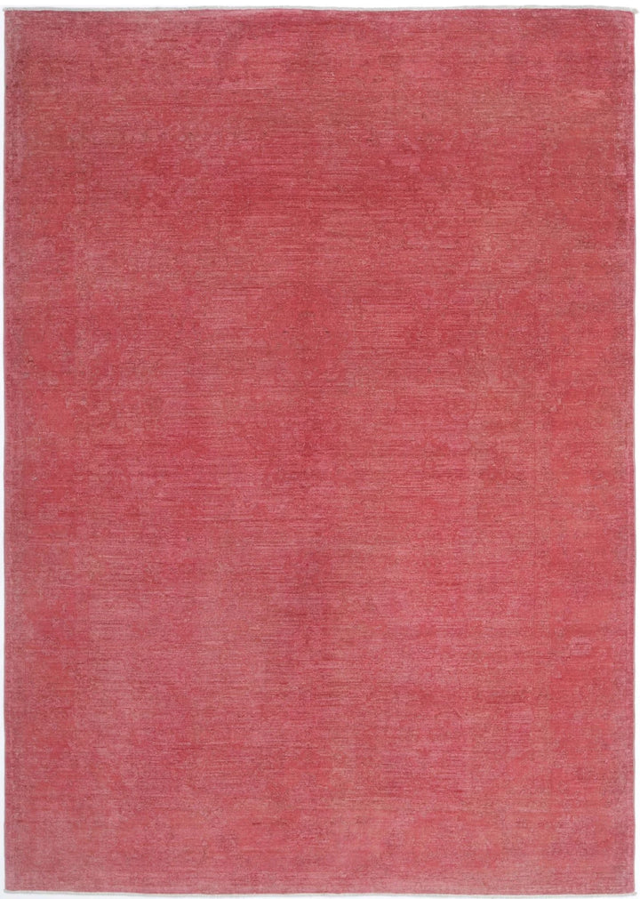 Pink Afghan Overdye Rug 6' 1" x 8' 8" Hand-Knotted | No. AT55652