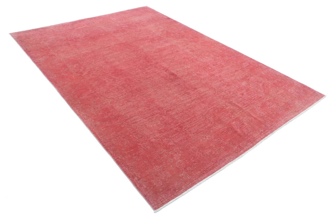 Pink Afghan Overdye Rug 6' 1" x 8' 8" Hand-Knotted | No. AT55652