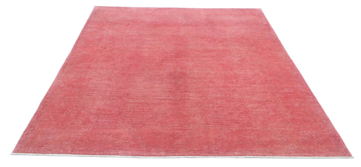 Pink Afghan Overdye Rug 6' 1" x 8' 8" Hand-Knotted | No. AT55652