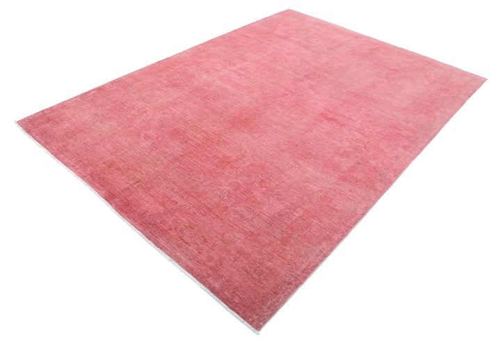 Pink Afghan Overdye Rug 6' 1" x 8' 8" Hand-Knotted | No. AT55652