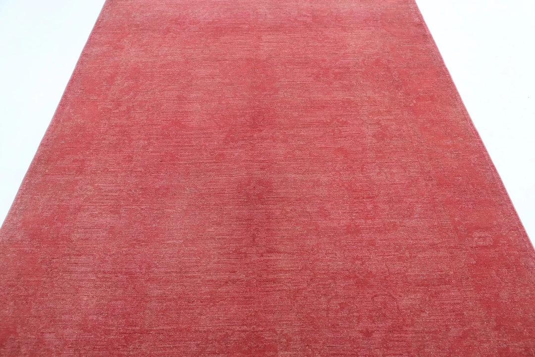 Pink Afghan Overdye Rug 6' 1" x 8' 8" Hand-Knotted | No. AT55652