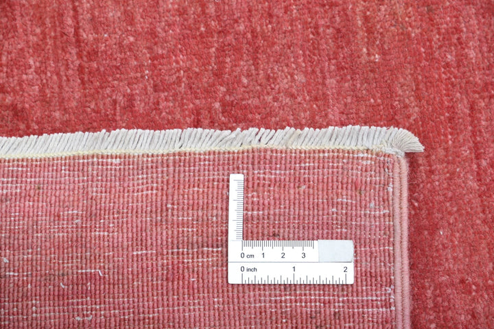Pink Afghan Overdye Rug 6' 1" x 8' 8" Hand-Knotted | No. AT55652